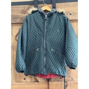 PostCard Madonna Di Campiglio Quilted Puffer  Fur Hood Coat Women's 40 Italy